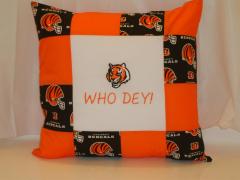 Embroidered pillow with Cincinnati Bengals tiger baseball logo