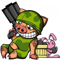 Pig and Bunny with bomb