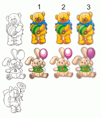 Sketches and full color clip art for embroidery