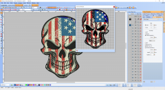 Skull with american flag embroidery design digitizing