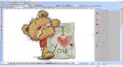 Teddy Bear with i love you board embroidery