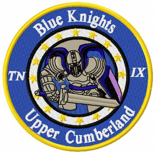Blue knight upper cumberland logo embroidery design