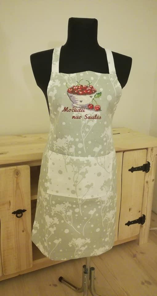 Embroidered apron with plate of cherries free design