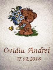 Bear with flowers embroidery design