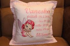 Embroidered cushion with little fairy design