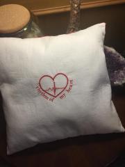 Embroidered cushion with rhythm of my heart free design