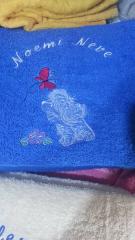 Embroidered towel puppy and butterfly