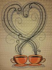 Two cups of coffee embroidery design