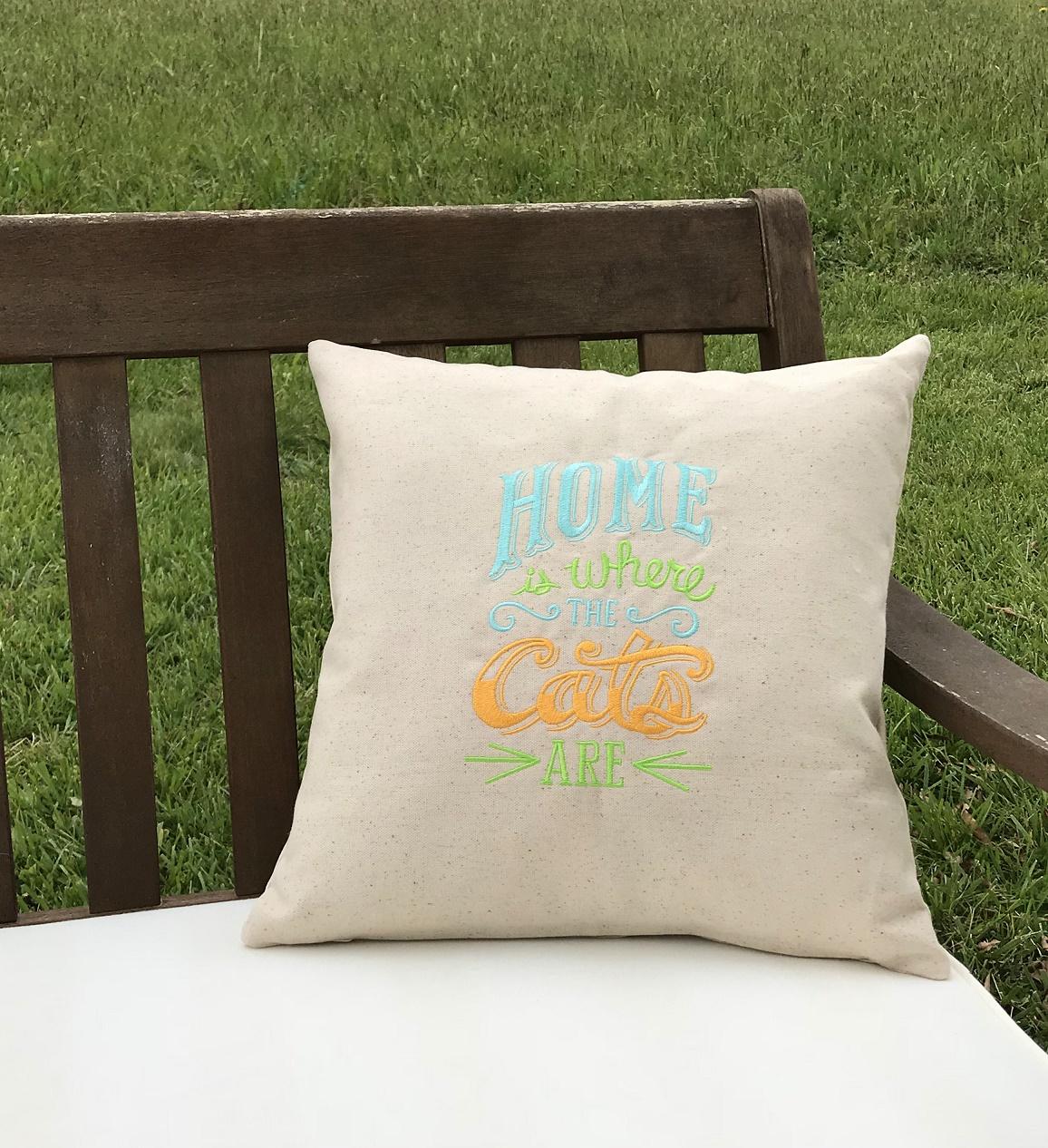 Embroidered pillow Home Cats