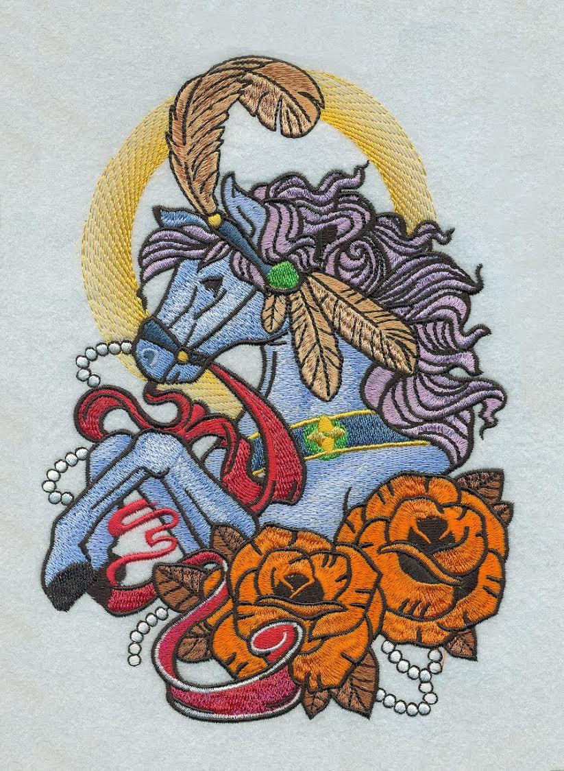 Circus horse machine embroidery design