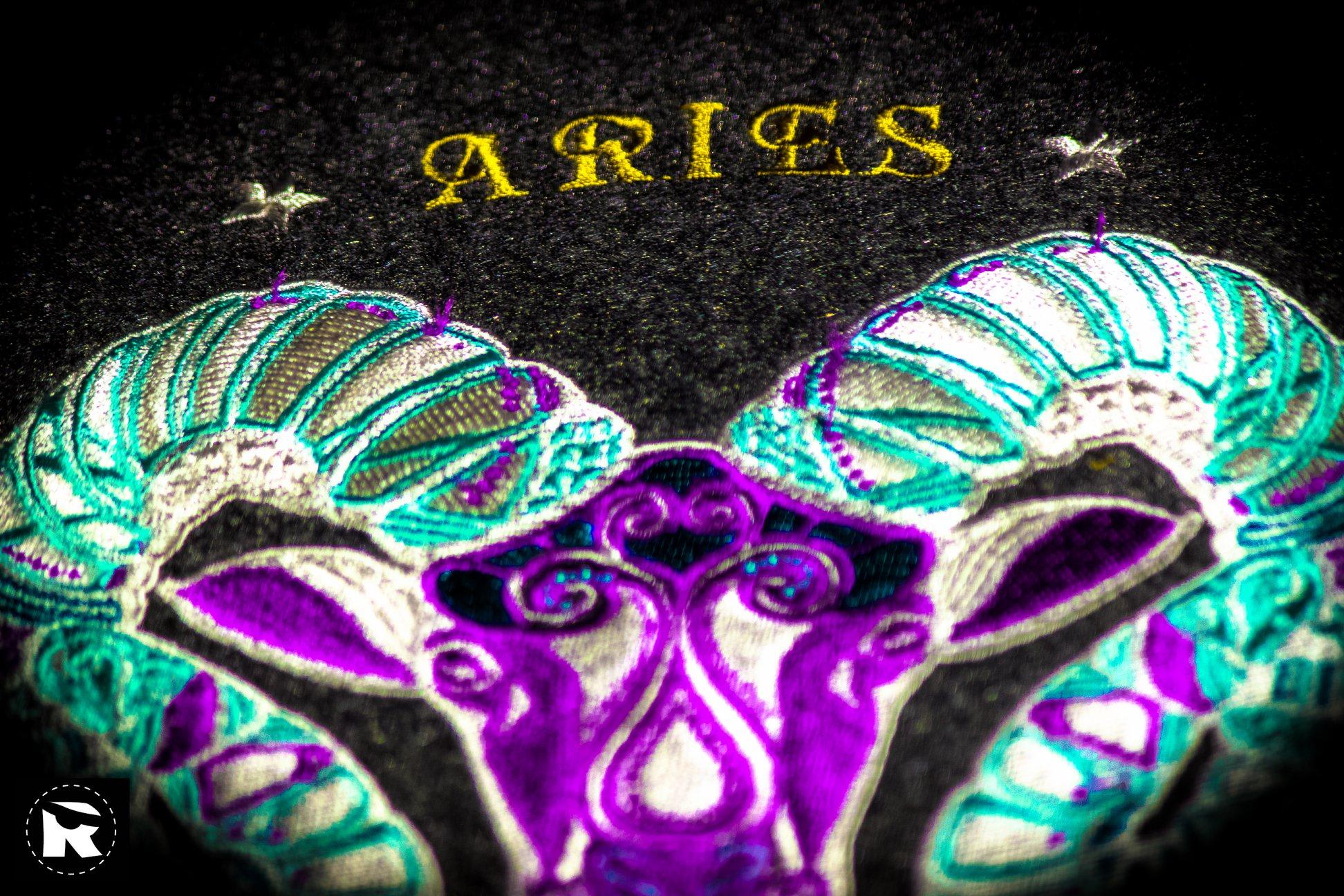 Close up Aries embroidery design