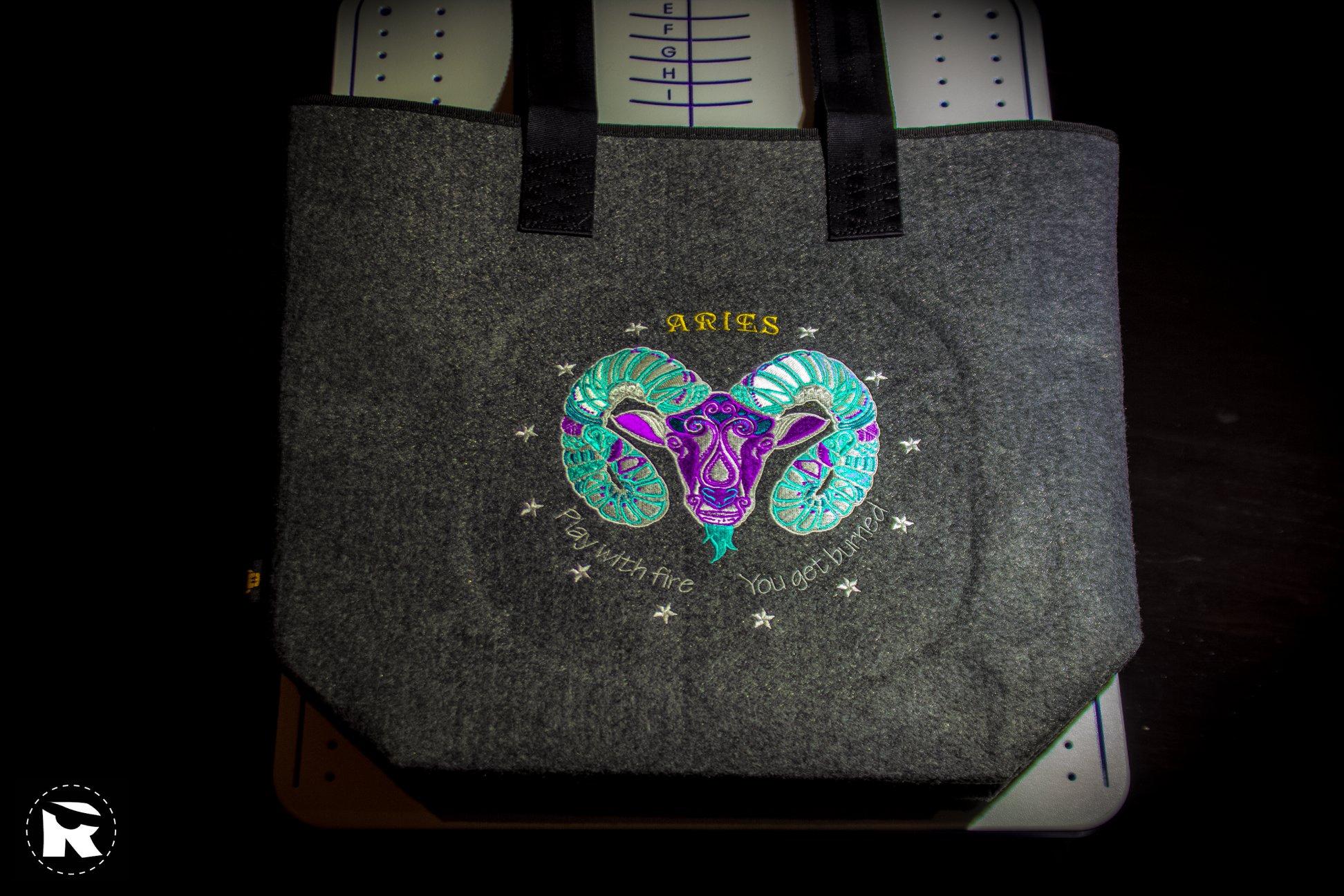Embroidered bag Aries Zodiac sign