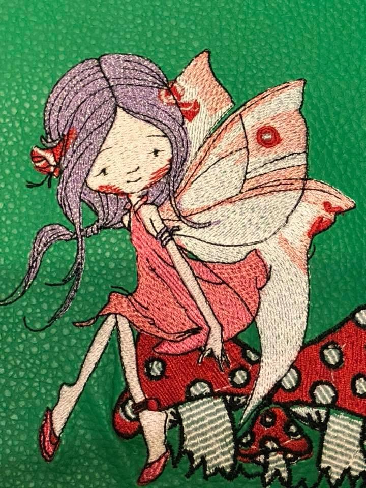 Fairy on agaric embroidery design