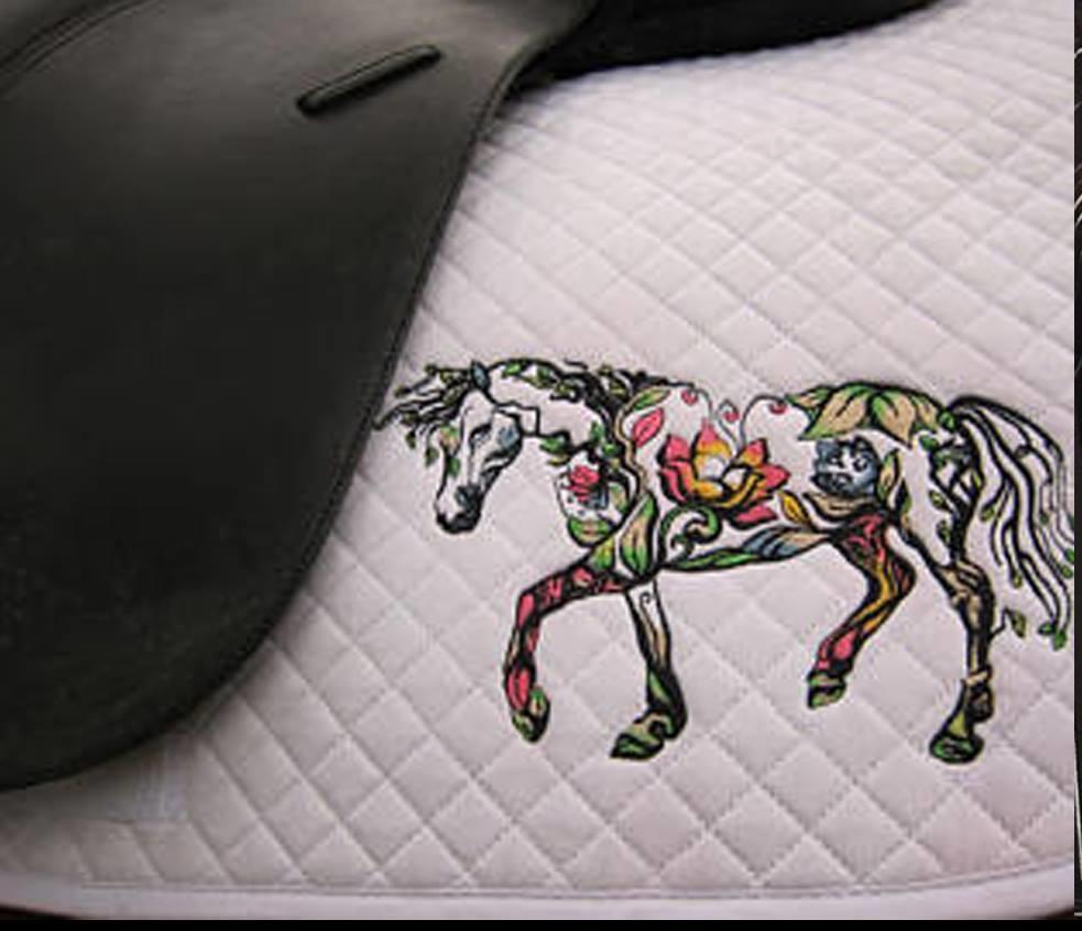 Floral horse embroidery design