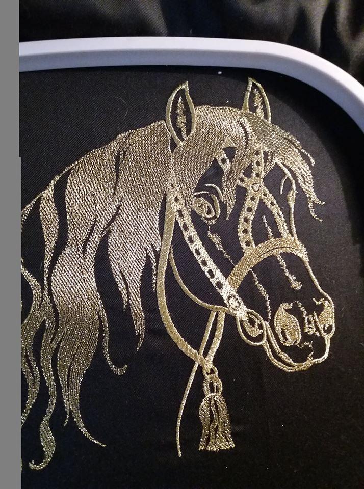 Golden horse embroidery design