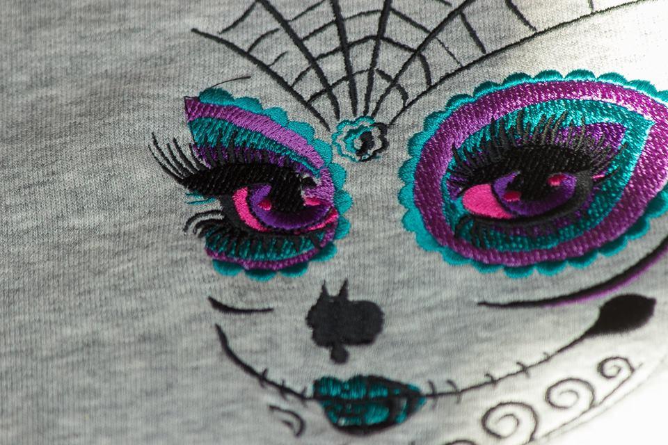 Skull makeup embroidery design
