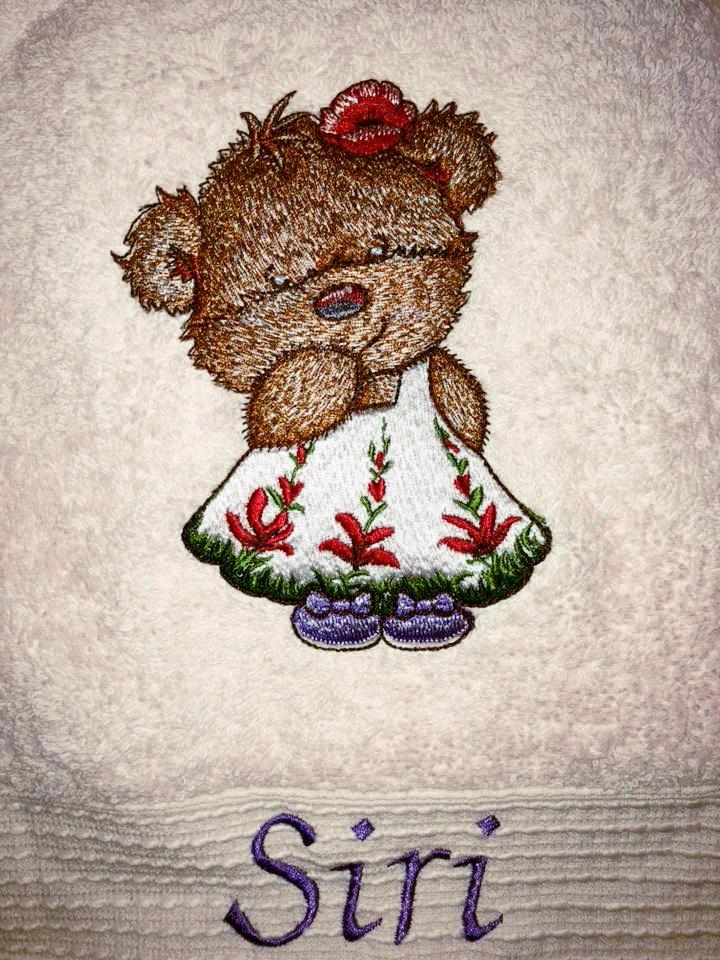 Teddy bear girl embroidery design