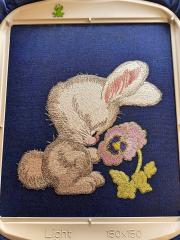 In hoop Bunny smells pansy embroidery design