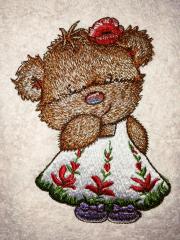 Close up Teddy bear girl embroidery design
