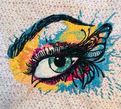 Colorful eye embroidery design