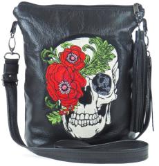 Comfortable Bag Featuring Skull with Peony Mask Embroidery Design