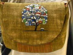 Stylish Textile Bag Featuring Humorous Tree Town Embroidery Design