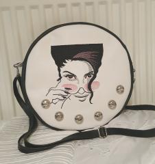 Shoulder Bag Featuring Dame with Pink Sunglasses Embroidery Design