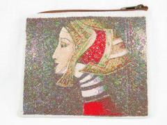 Stylish Chic Bag with a Young Woman Photo Stitch Embroidery Design