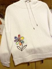 Embroidered sweater rainbow flower