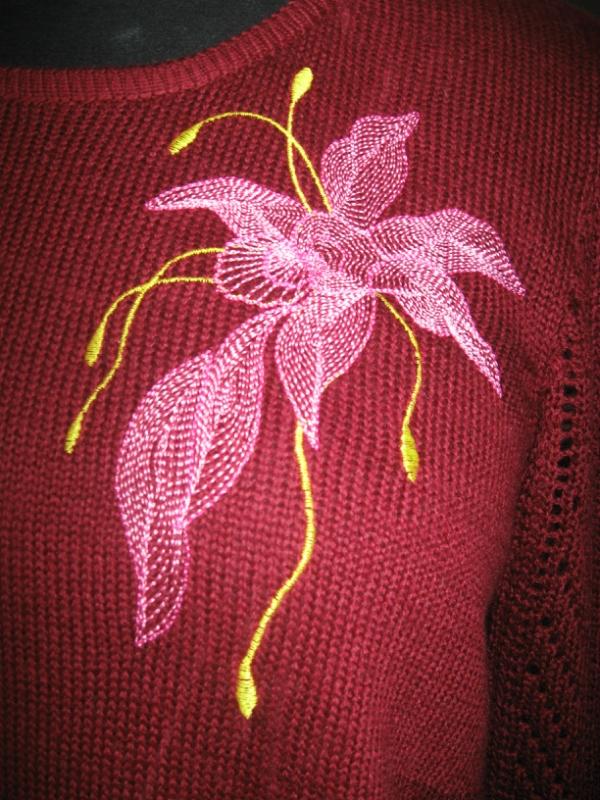 Sweater with Air flower embroidery design