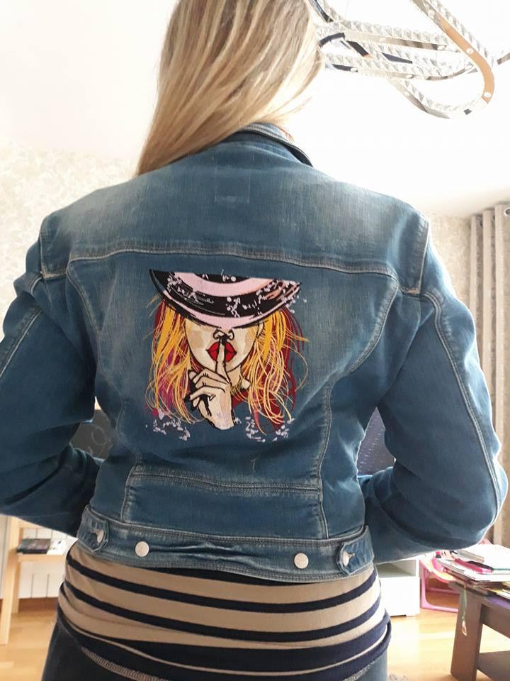 Embroidered jeans jacket keep silence