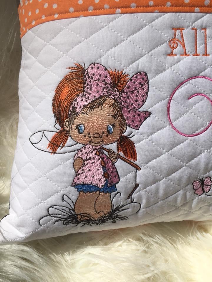 Fisher girl embroidery design