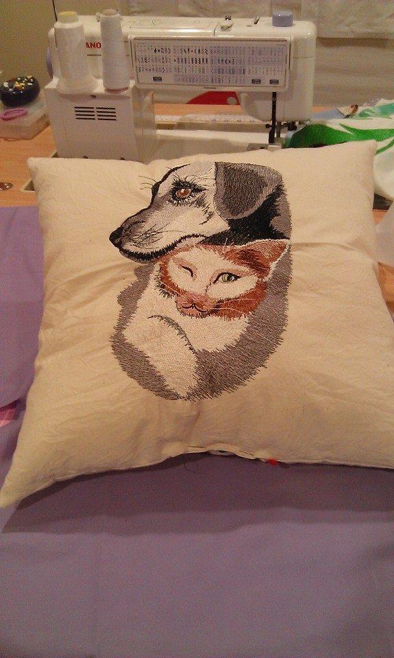 Cushion with free embroidery design