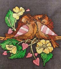 Birds in love embroidery design