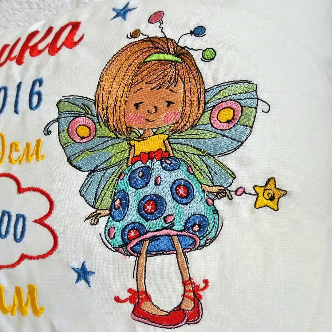 Dreaming fairy embroidery design
