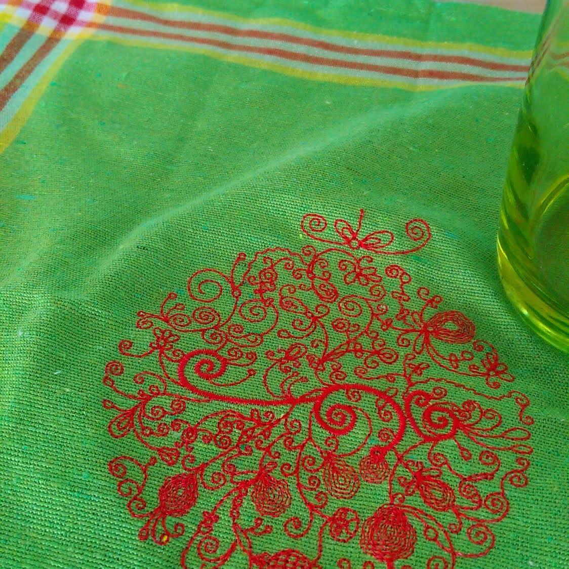 Сhristmas ball embroidered napkin