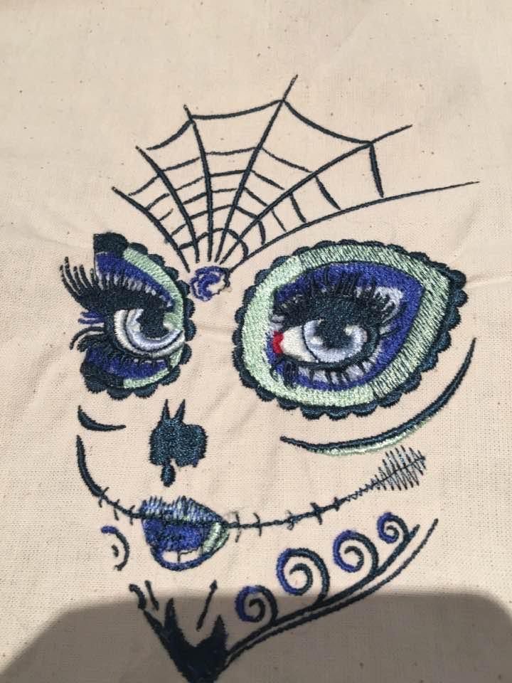 Skull makeup machine embroidery design