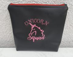 Embroidered handbag with unicorn squad free design