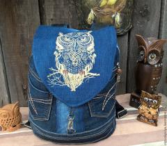 Stand Out with the Embroidered Backpack Featuring Tribal Owl Design