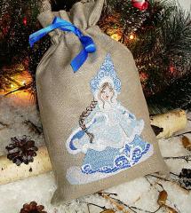 Delightful Embroidered Gift Bag with Snow Maiden Design