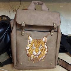 Stylish Urban Backpack with Unique Lynx Embroidery Design