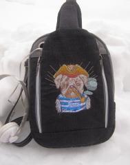 Unique One-Strap Backpack with Pirate Pug-Dog Embroidery Design