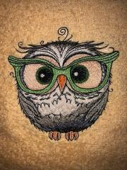 Close up owl in glasses embroidery design
