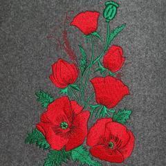 Red poppies embroidery desing