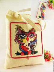 Vibrant Embroidered Bag with Colorful Owl Design