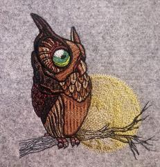 Watching owl embroidery design