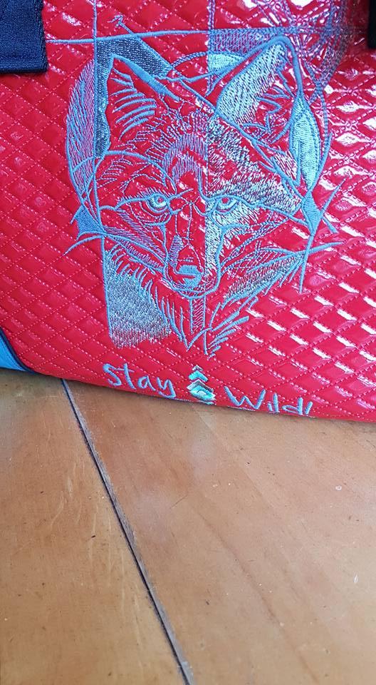 Blue fox embroidery design