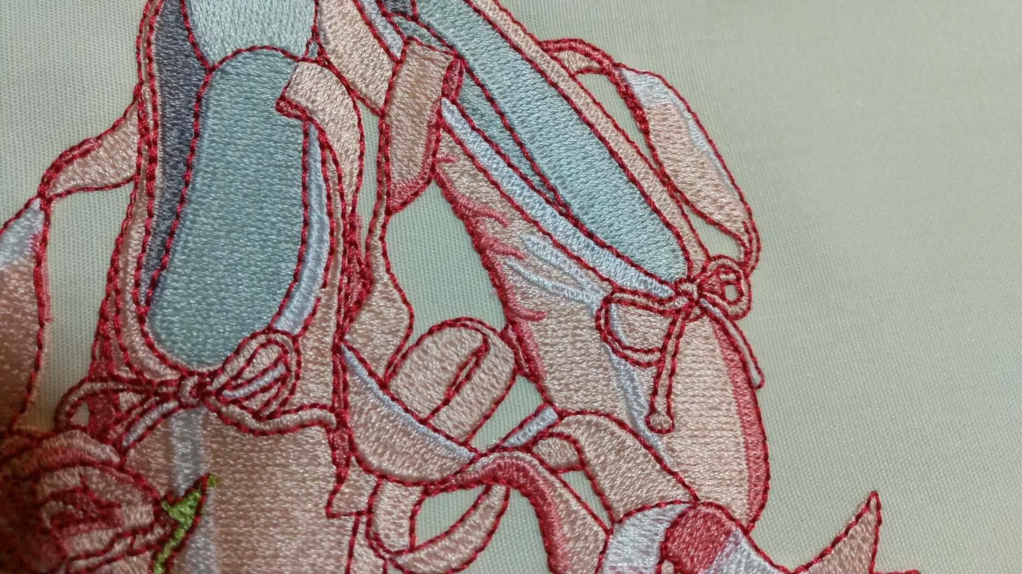Pointe shoes machine embroidery design
