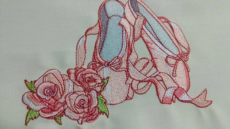 Ballet shoes machine embroidery design