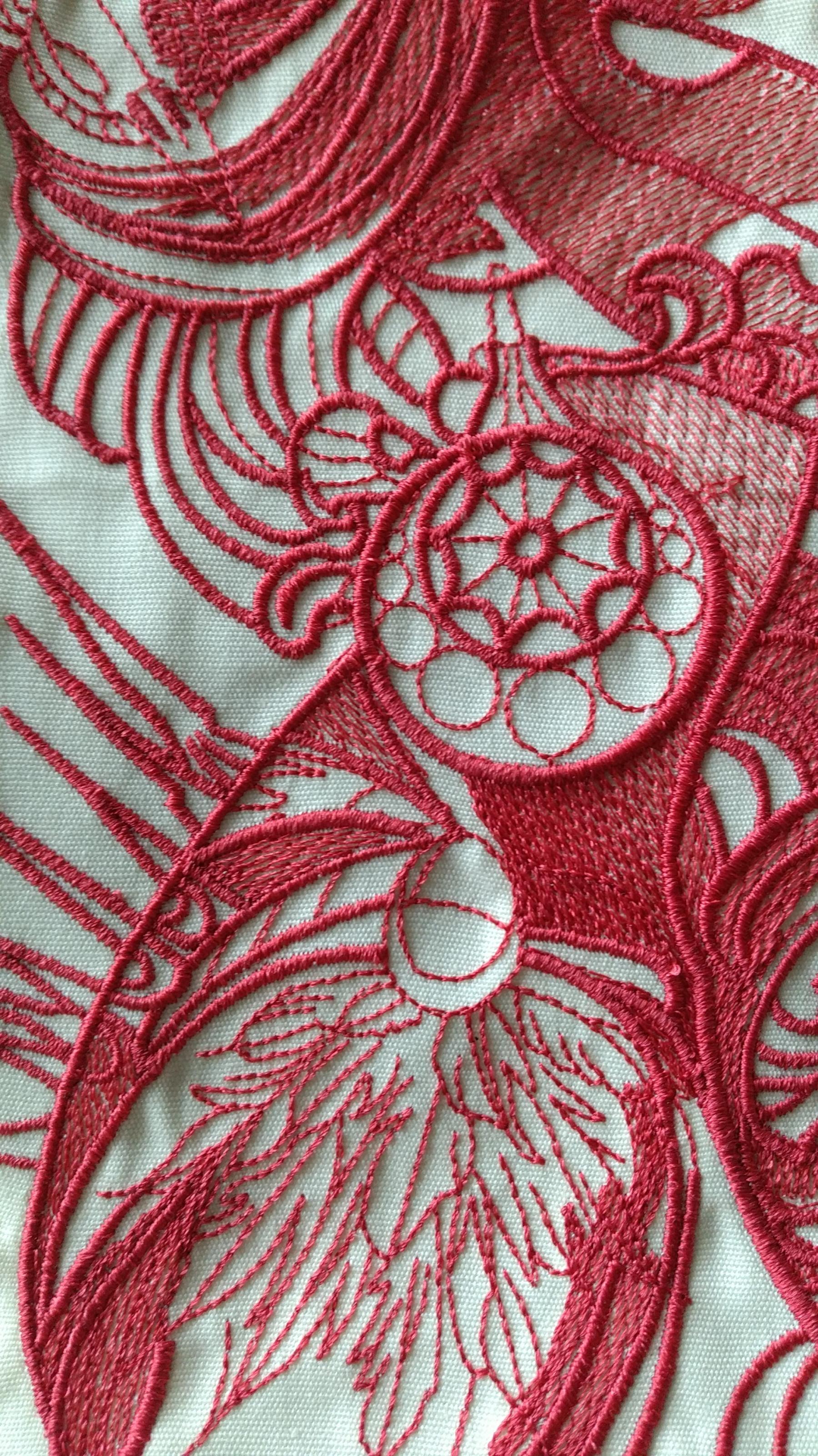 Detail of spiritual girl embroidery design